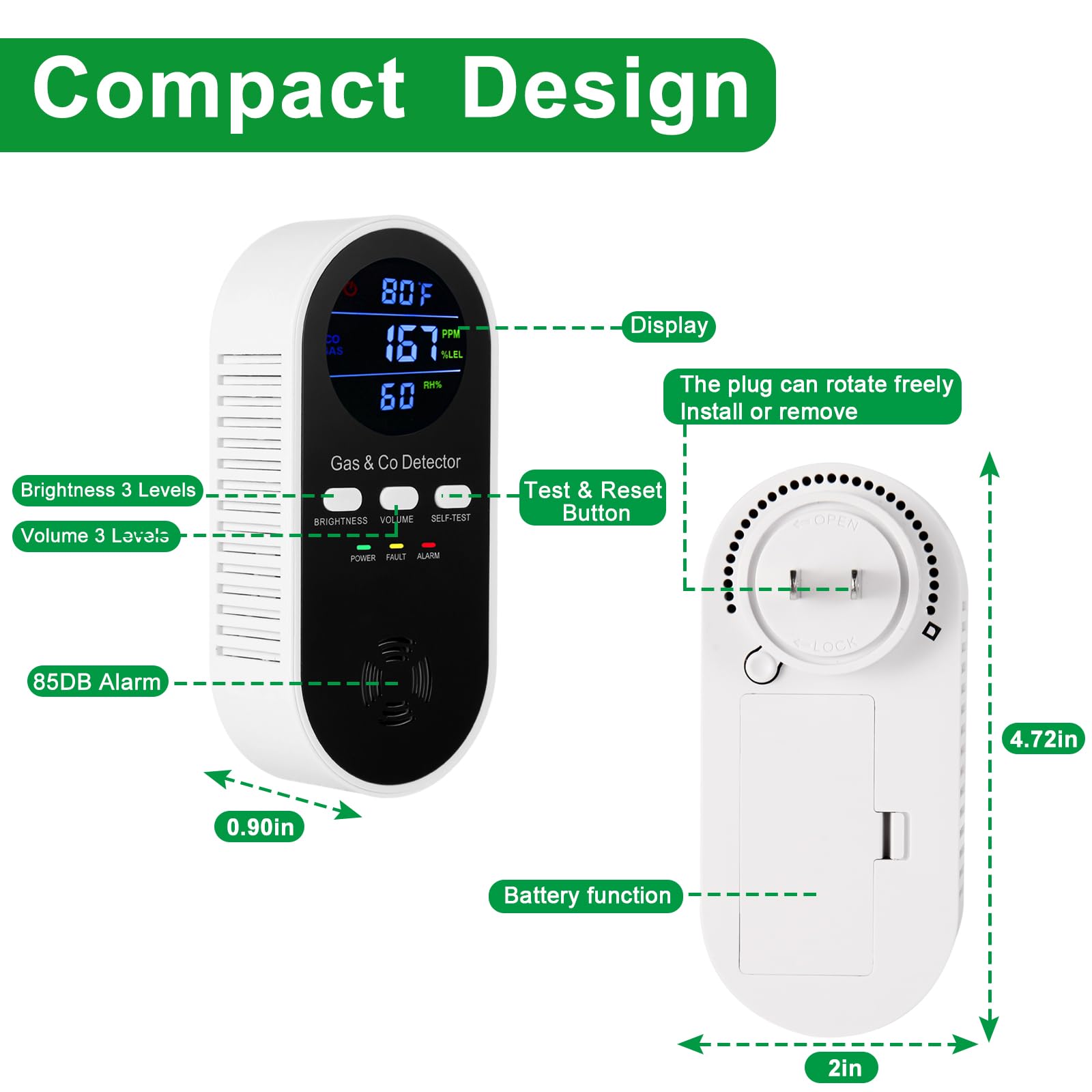 5-in-1 Carbon Monoxide Alarm N - Co Detector Plug review and price