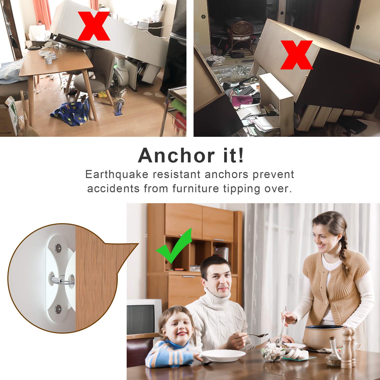 6 Set Furniture Wall Anchors A - Earthquake Anchor Strap review and price