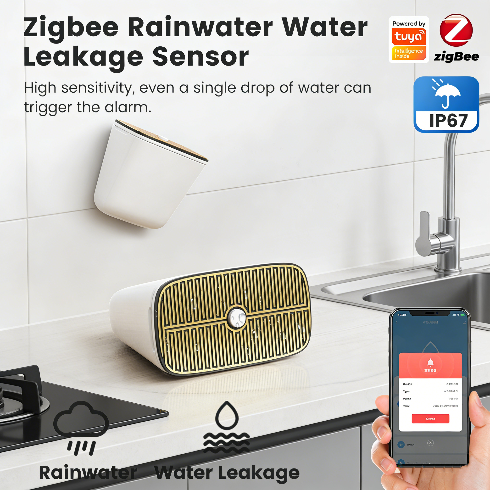Tuya Zigbee Rainwater & Water  - Water Alarm Sensor review and price