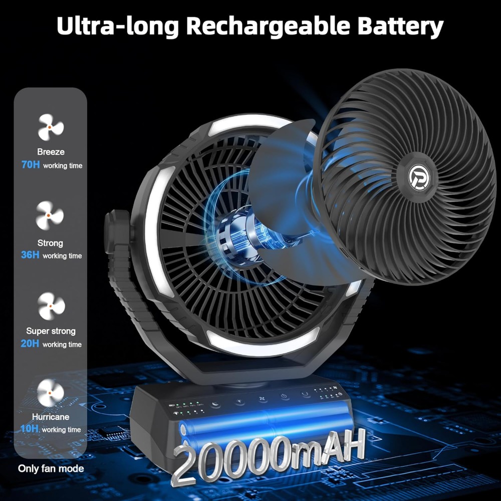 20000mAh Camping Fan with Ligh - Power Outage Light review and price
