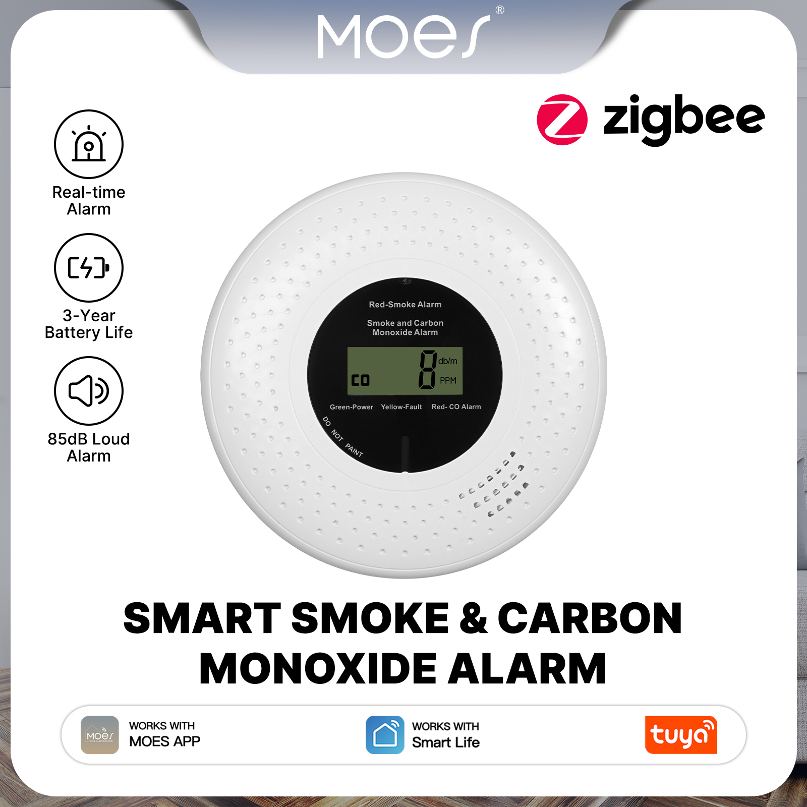 MOES Tuya Zigbee Smart Smoke C - Co Detector Plug review and price
